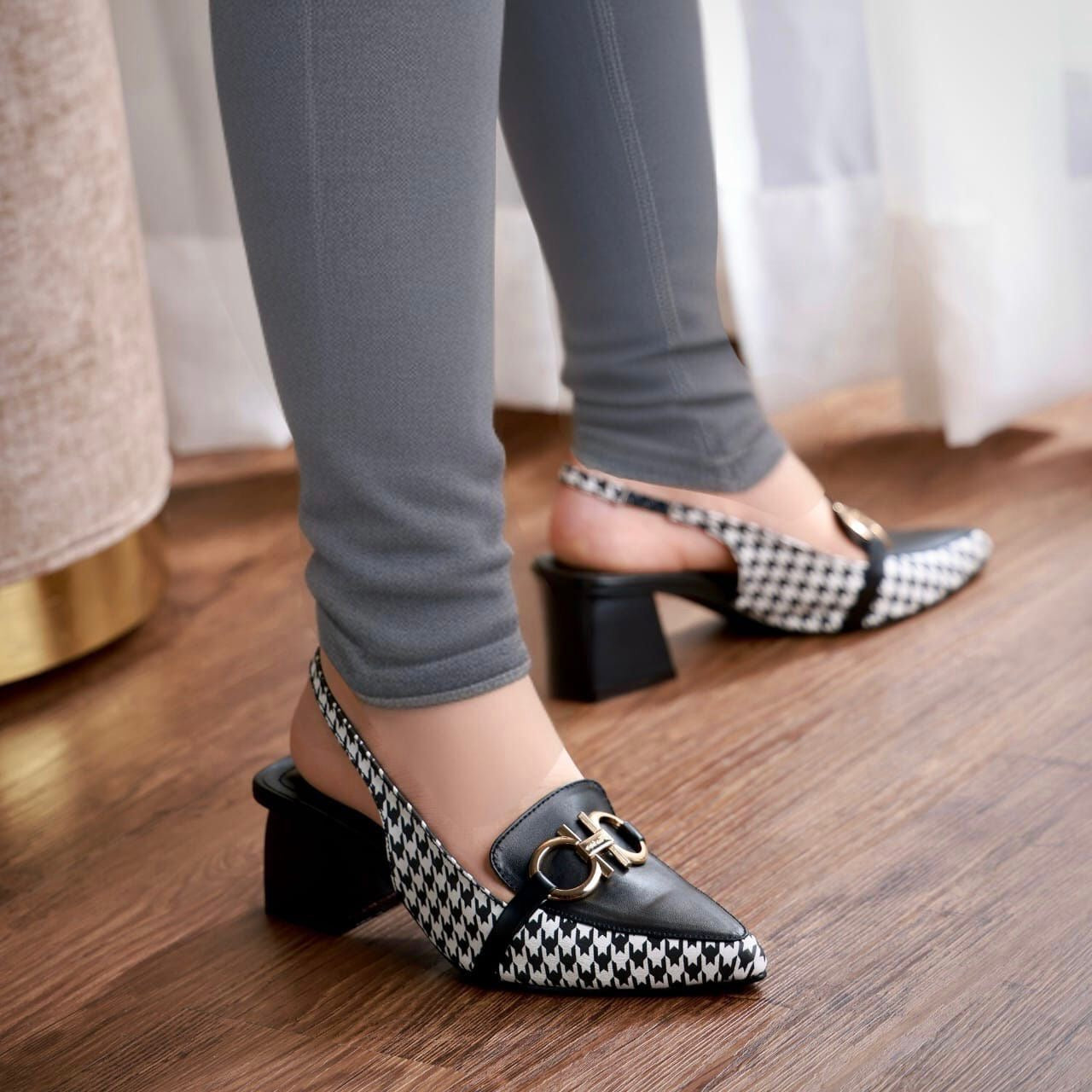 ZARA CHECK BLOCK HEEL