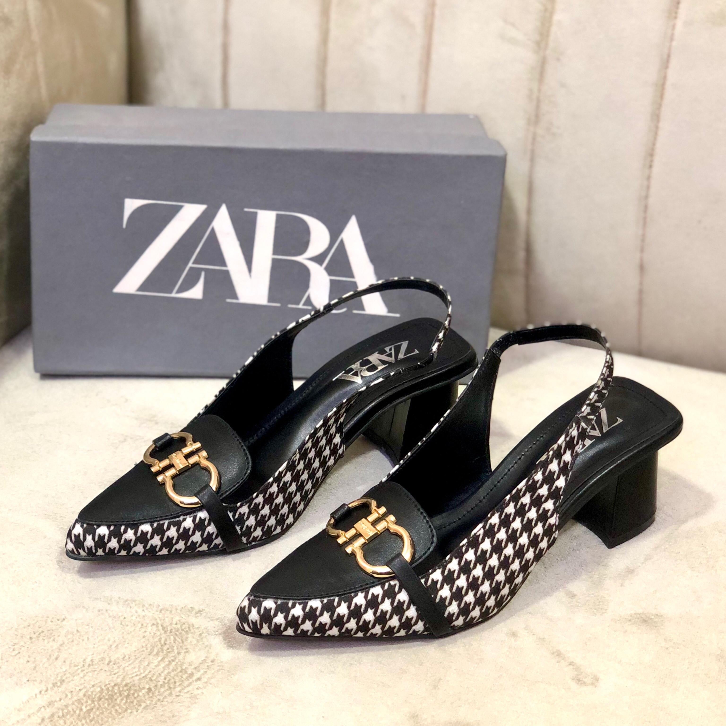 ZARA CHECK BLOCK HEEL